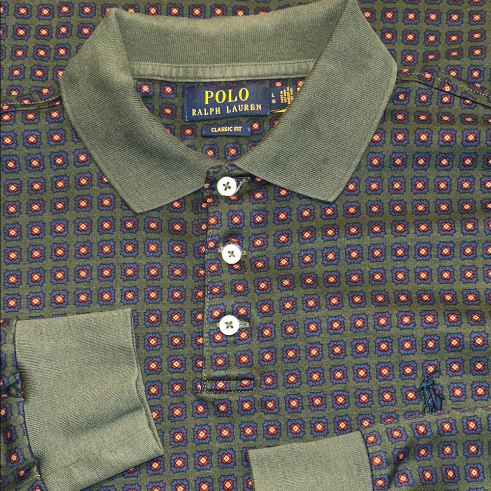 NWOT Polo Ralph Lauren Classic Fit All Over Geometric Print Preppy Old Money L - Picture 2 of 10